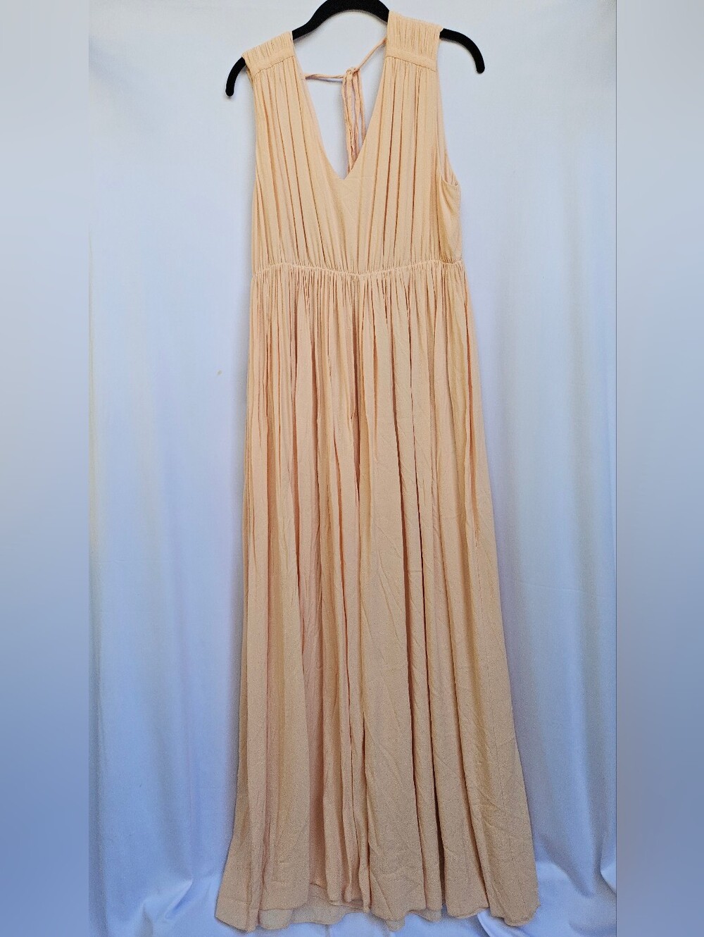 Madewell Magnolia Tie-Back Maxi Dress Pleated Deep V-Neck Boho - XL